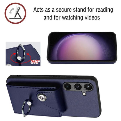YB Leather Coating Series-7 for Samsung Galaxy S24 Case Slim-Fit Card Slots Kickstand Phone Shell