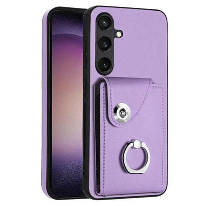 YB Leather Coating Series-7 for Samsung Galaxy S24 Case Slim-Fit Card Slots Kickstand Phone Shell