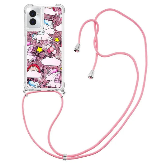 YB Quicksand Series-5 for Motorola Moto G Power (2024) Phone Case Pattern TPU Cover with Lanyard