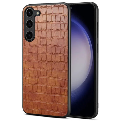 For Samsung Galaxy S23 Case Crocodile Texture PU+PC+TPU Well-protected Phone Cover