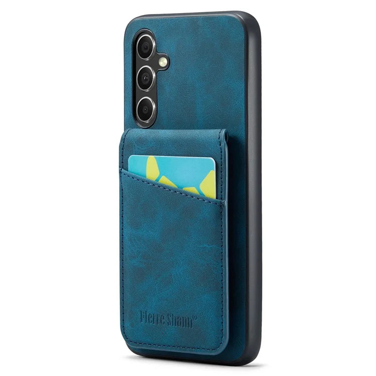 FIERRE SHANN For Samsung Galaxy S23 FE Cell Phone Case Card Slots Anti-collision PU+TPU Cover