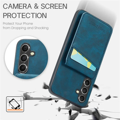 FIERRE SHANN For Samsung Galaxy S23 FE Cell Phone Case Card Slots Anti-collision PU+TPU Cover