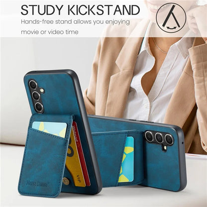 FIERRE SHANN For Samsung Galaxy S23 FE Cell Phone Case Card Slots Anti-collision PU+TPU Cover