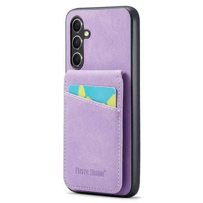 FIERRE SHANN For Samsung Galaxy S23 FE Cell Phone Case Card Slots Anti-collision PU+TPU Cover