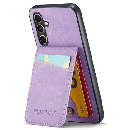 FIERRE SHANN For Samsung Galaxy S23 FE Cell Phone Case Card Slots Anti-collision PU+TPU Cover