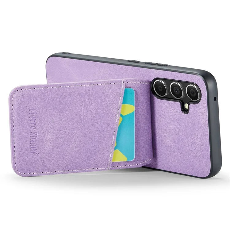 FIERRE SHANN For Samsung Galaxy S23 FE Cell Phone Case Card Slots Anti-collision PU+TPU Cover