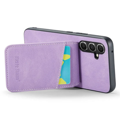 FIERRE SHANN For Samsung Galaxy S23 FE Cell Phone Case Card Slots Anti-collision PU+TPU Cover