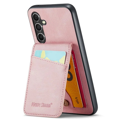 FIERRE SHANN For Samsung Galaxy S23 FE Cell Phone Case Card Slots Anti-collision PU+TPU Cover