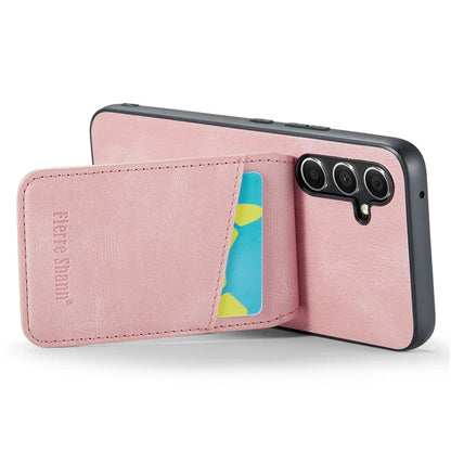 FIERRE SHANN For Samsung Galaxy S23 FE Cell Phone Case Card Slots Anti-collision PU+TPU Cover