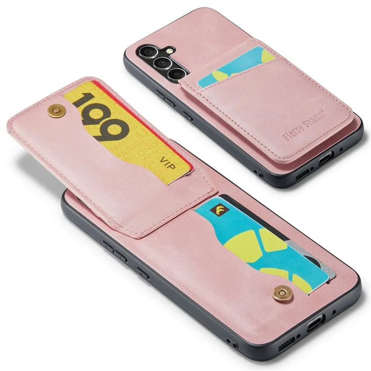 FIERRE SHANN For Samsung Galaxy S23 FE Cell Phone Case Card Slots Anti-collision PU+TPU Cover