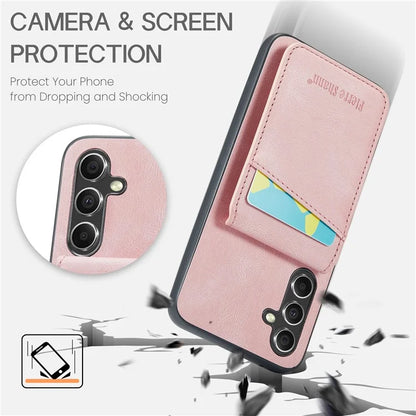 FIERRE SHANN For Samsung Galaxy S23 FE Cell Phone Case Card Slots Anti-collision PU+TPU Cover