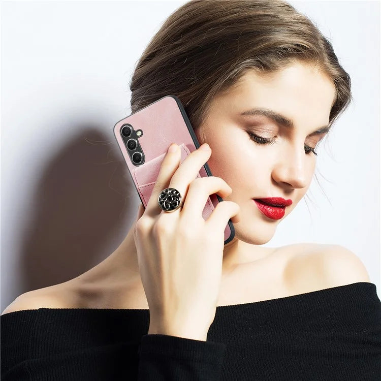 FIERRE SHANN For Samsung Galaxy S23 FE Cell Phone Case Card Slots Anti-collision PU+TPU Cover
