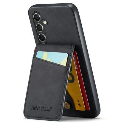 FIERRE SHANN For Samsung Galaxy S23 FE Cell Phone Case Card Slots Anti-collision PU+TPU Cover