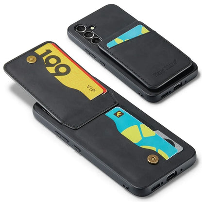 FIERRE SHANN For Samsung Galaxy S23 FE Cell Phone Case Card Slots Anti-collision PU+TPU Cover