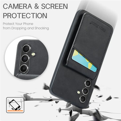 FIERRE SHANN For Samsung Galaxy S23 FE Cell Phone Case Card Slots Anti-collision PU+TPU Cover