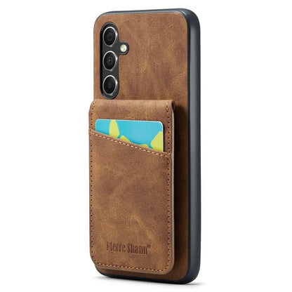 FIERRE SHANN For Samsung Galaxy S23 FE Cell Phone Case Card Slots Anti-collision PU+TPU Cover