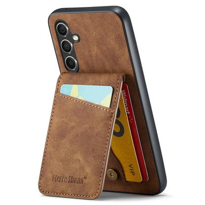 FIERRE SHANN For Samsung Galaxy S23 FE Cell Phone Case Card Slots Anti-collision PU+TPU Cover