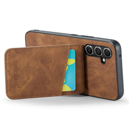 FIERRE SHANN For Samsung Galaxy S23 FE Cell Phone Case Card Slots Anti-collision PU+TPU Cover