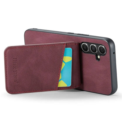 FIERRE SHANN For Samsung Galaxy S23 FE Cell Phone Case Card Slots Anti-collision PU+TPU Cover