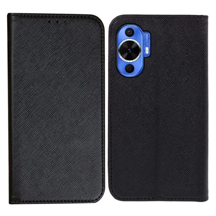 For Huawei nova 12 Lite 4G Case Cross Texture Magnetic Closing Leather Stand Anti-drop Phone Cover