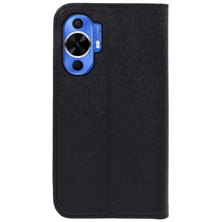 For Huawei nova 12 Lite 4G Case Cross Texture Magnetic Closing Leather Stand Anti-drop Phone Cover