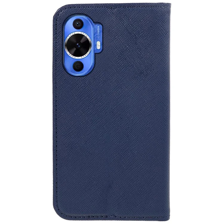 For Huawei nova 12 Lite 4G Case Cross Texture Magnetic Closing Leather Stand Anti-drop Phone Cover