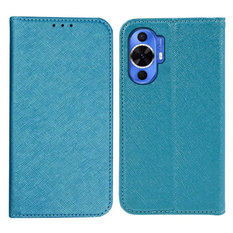 For Huawei nova 12 Lite 4G Case Cross Texture Magnetic Closing Leather Stand Anti-drop Phone Cover