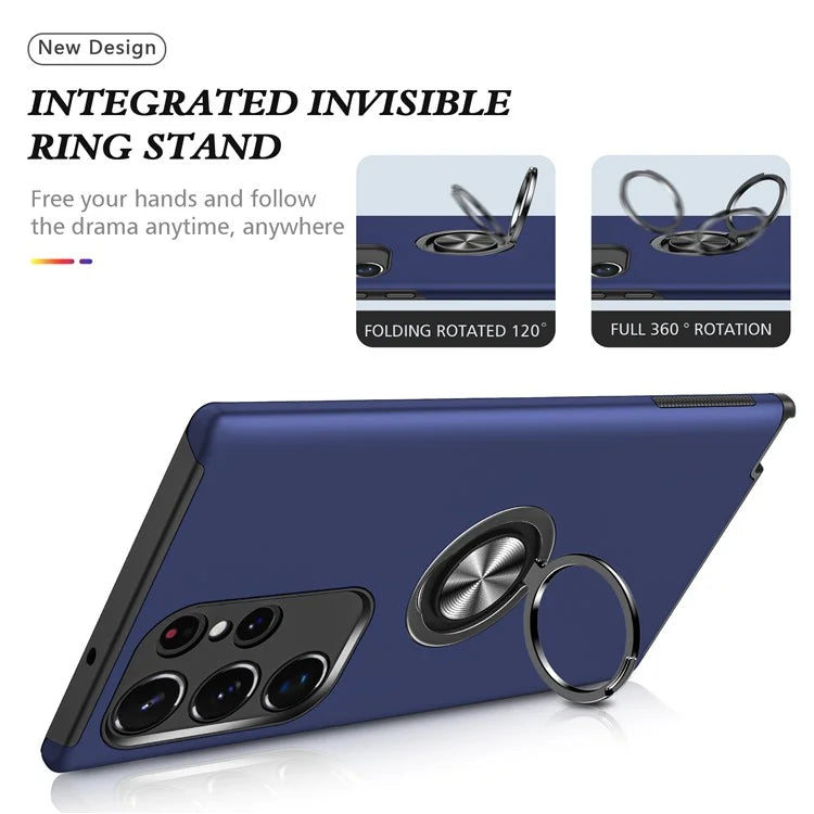 For Samsung Galaxy S24 Ultra Cell Phone Case Anti-scratch Ring Kickstand Back Shell