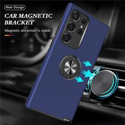 For Samsung Galaxy S24 Ultra Cell Phone Case Anti-scratch Ring Kickstand Back Shell