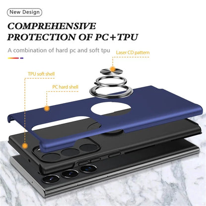 For Samsung Galaxy S24 Ultra Cell Phone Case Anti-scratch Ring Kickstand Back Shell