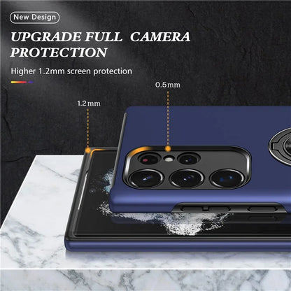 For Samsung Galaxy S24 Ultra Cell Phone Case Anti-scratch Ring Kickstand Back Shell