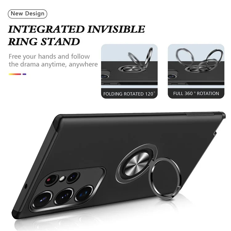 For Samsung Galaxy S24 Ultra Cell Phone Case Anti-scratch Ring Kickstand Back Shell