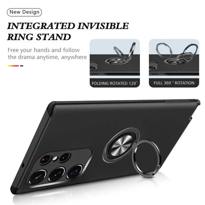 For Samsung Galaxy S24 Ultra Cell Phone Case Anti-scratch Ring Kickstand Back Shell