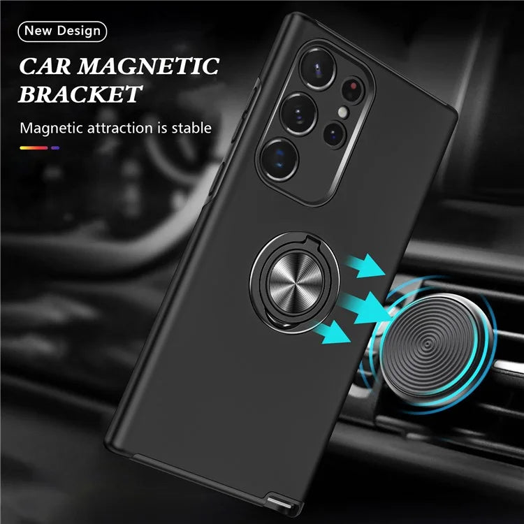 For Samsung Galaxy S24 Ultra Cell Phone Case Anti-scratch Ring Kickstand Back Shell