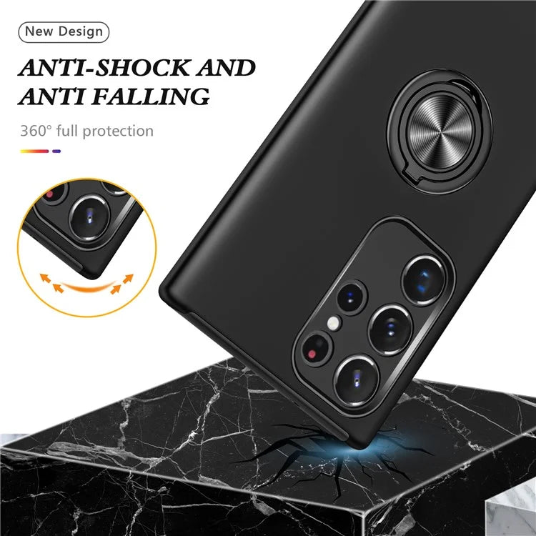 For Samsung Galaxy S24 Ultra Cell Phone Case Anti-scratch Ring Kickstand Back Shell