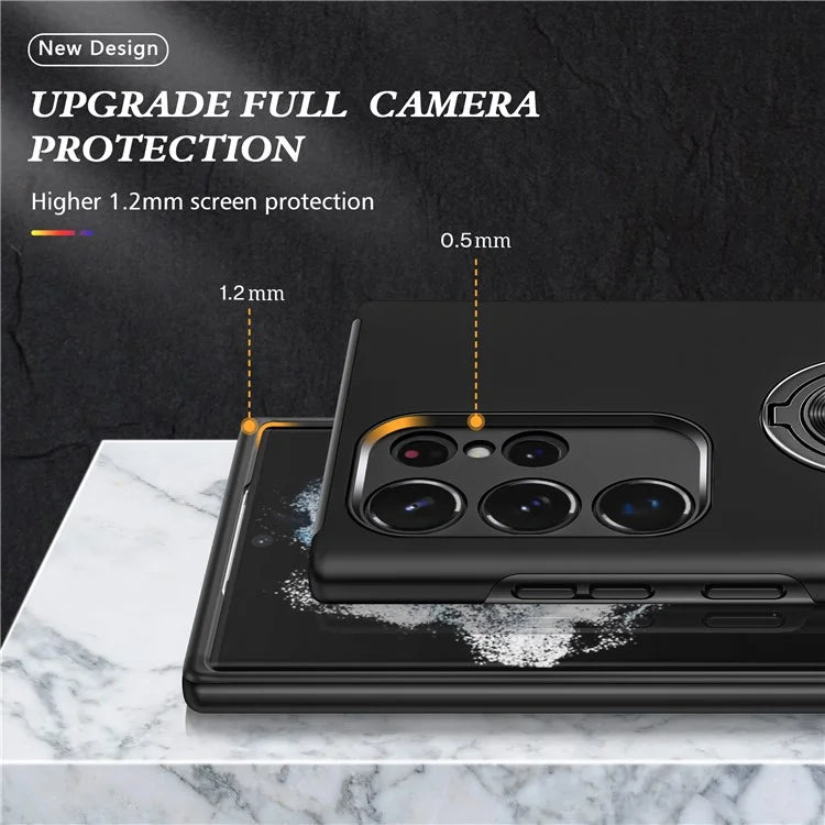 For Samsung Galaxy S24 Ultra Cell Phone Case Anti-scratch Ring Kickstand Back Shell