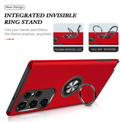 For Samsung Galaxy S24 Ultra Cell Phone Case Anti-scratch Ring Kickstand Back Shell