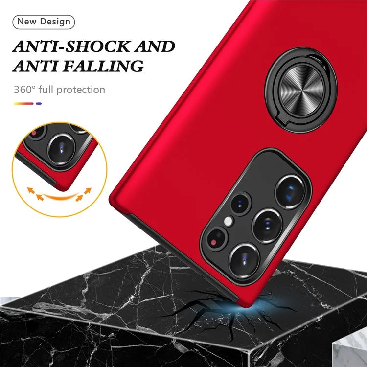 For Samsung Galaxy S24 Ultra Cell Phone Case Anti-scratch Ring Kickstand Back Shell