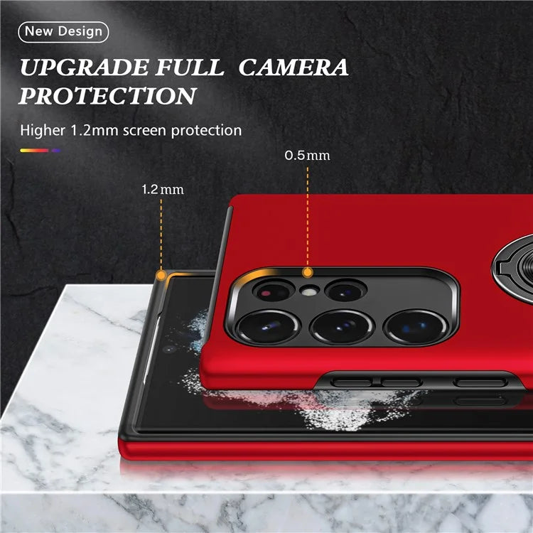 For Samsung Galaxy S24 Ultra Cell Phone Case Anti-scratch Ring Kickstand Back Shell