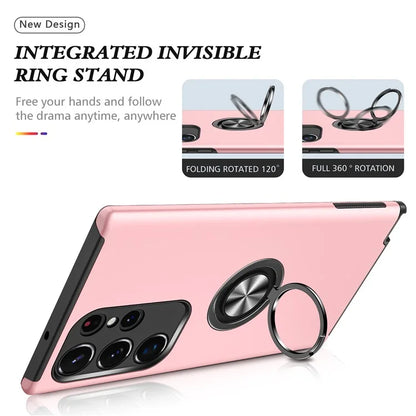 For Samsung Galaxy S24 Ultra Cell Phone Case Anti-scratch Ring Kickstand Back Shell