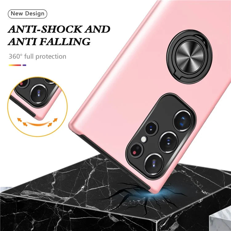 For Samsung Galaxy S24 Ultra Cell Phone Case Anti-scratch Ring Kickstand Back Shell