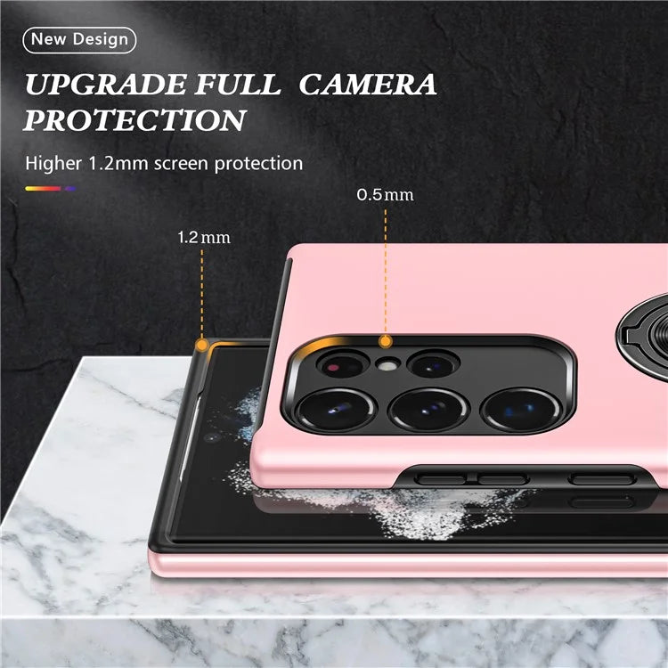 For Samsung Galaxy S24 Ultra Cell Phone Case Anti-scratch Ring Kickstand Back Shell
