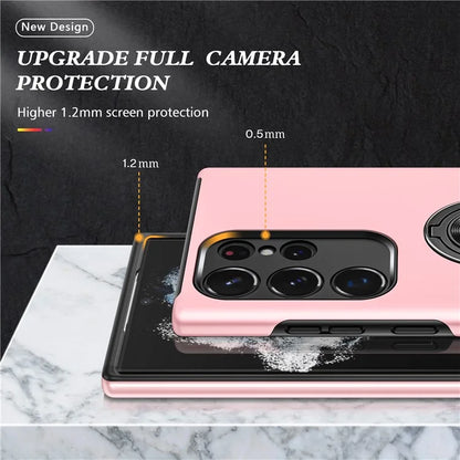 For Samsung Galaxy S24 Ultra Cell Phone Case Anti-scratch Ring Kickstand Back Shell