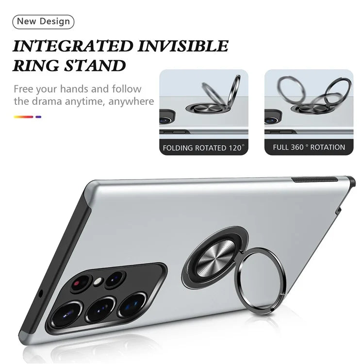 For Samsung Galaxy S24 Ultra Cell Phone Case Anti-scratch Ring Kickstand Back Shell