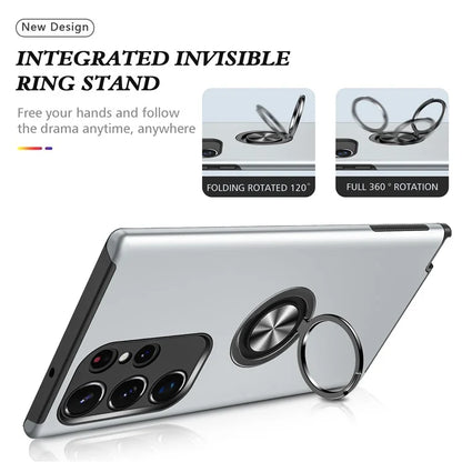 For Samsung Galaxy S24 Ultra Cell Phone Case Anti-scratch Ring Kickstand Back Shell