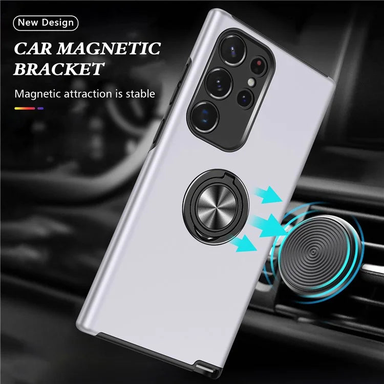 For Samsung Galaxy S24 Ultra Cell Phone Case Anti-scratch Ring Kickstand Back Shell