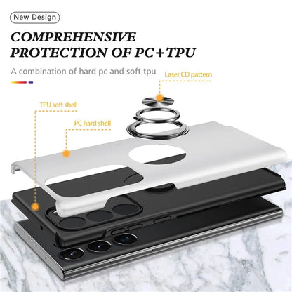 For Samsung Galaxy S24 Ultra Cell Phone Case Anti-scratch Ring Kickstand Back Shell