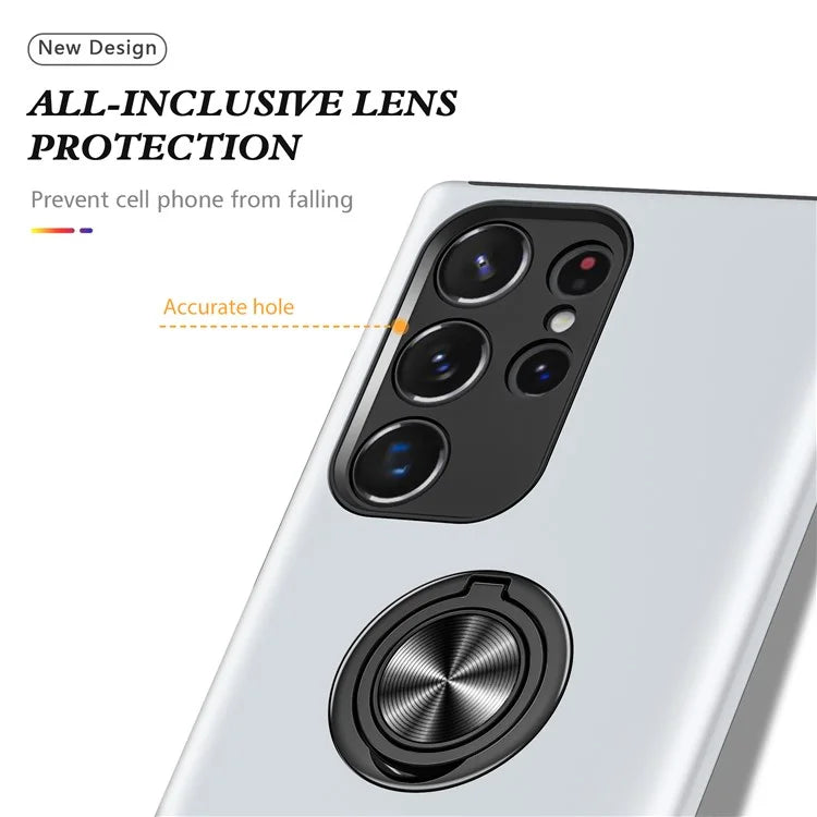 For Samsung Galaxy S24 Ultra Cell Phone Case Anti-scratch Ring Kickstand Back Shell