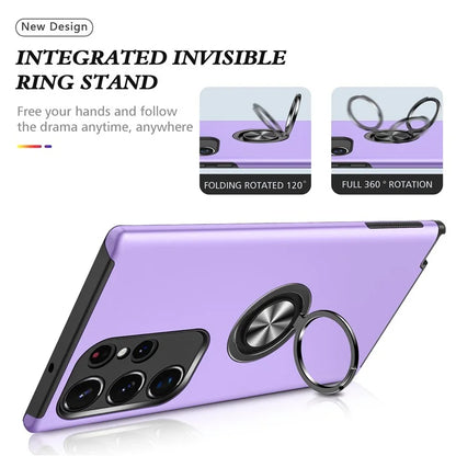 For Samsung Galaxy S24 Ultra Cell Phone Case Anti-scratch Ring Kickstand Back Shell