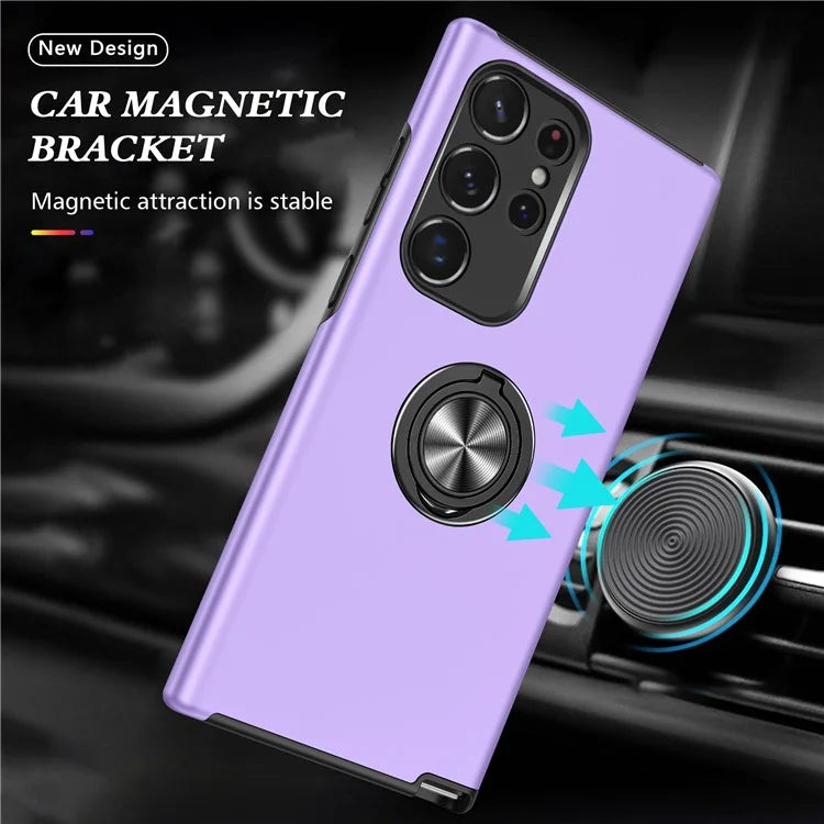 For Samsung Galaxy S24 Ultra Cell Phone Case Anti-scratch Ring Kickstand Back Shell